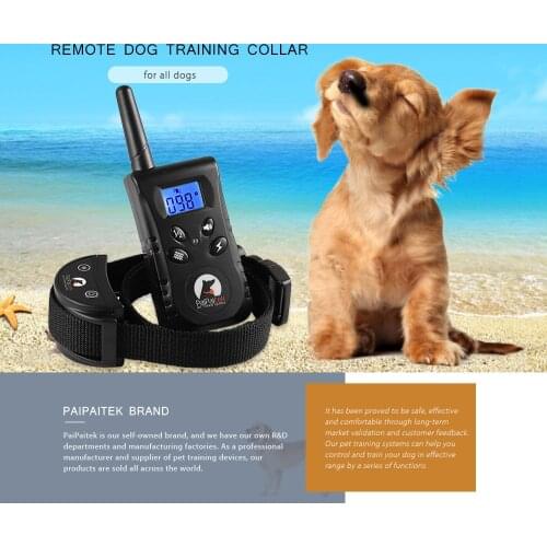 PaiPaitek 3 Modes 500M Rechargeable Dog Training Collar Electrical Anti Bark Waterproof Remote Pet Dog Shock Training Collar