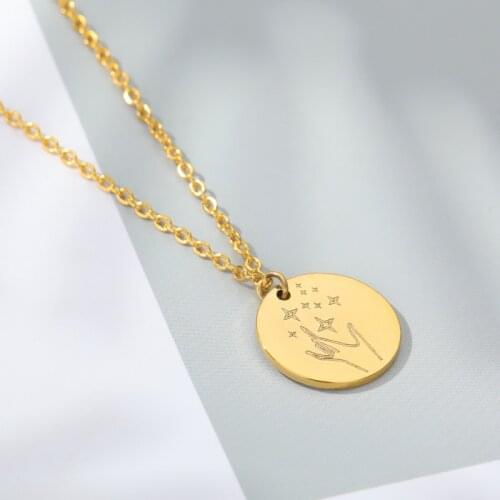 Magic Maker Mystic Symbol Necklaces For Women Men Gold Chain Stainless Steel Round Male Female Pendant Necklace Jewelry