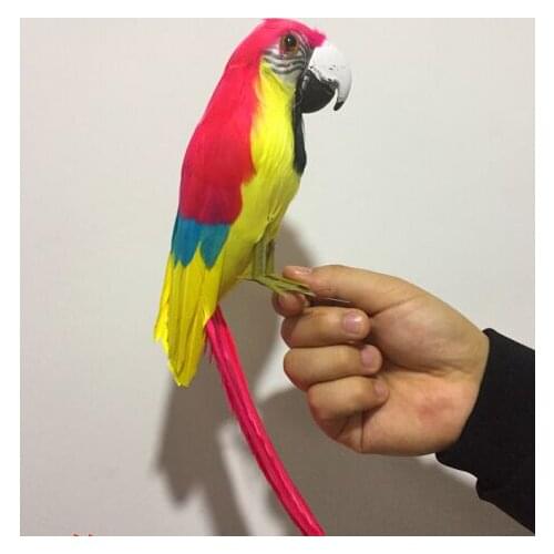 Foam&feathers parrot bird about 30cm yellow-red coloured feathers parrot model prop.garden decoration Xmas gift w0892
