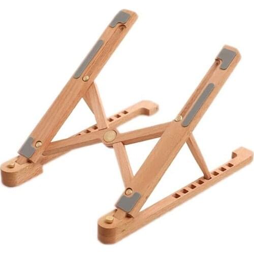 Laptop Stand, Wooden Laptop Stand Stand 8 Angle Adjustable Wooden Foldable Portable, Compatible with 10-15.6 Inch Laptop