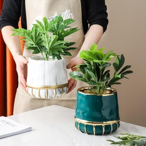 Nordic Ins Light Luxury Phnom Penh Ceramic Flower Pot Creative Gardening Bonsai Pot Ceramic Storage Tube Cutlery Jar Home Decor