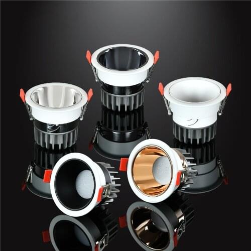 Dimmable 7W 12W 15W Anti Glare LED Downlight Warm White Nature White Cold White Recessed LED Lamp Spot Light AC85-265V led lamp