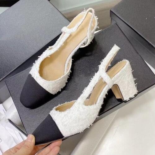 Mixed Colors Sandals Women Square Heels Back Strap Classic Design Elegant Ladies Shoes Luxury Brand Designer Fashion Woman Shoe