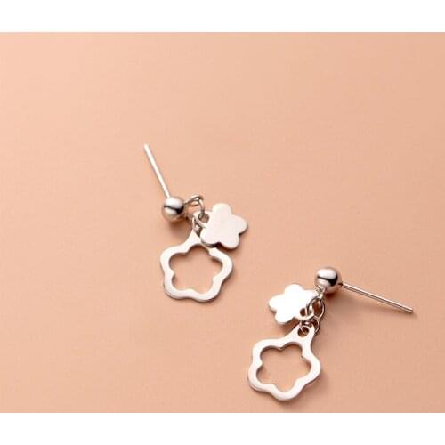 MloveAcc 925 Sterling Silver Sweet Hollow Flower Stud Earrings for Women Jewelry Party Gifts oorbellen