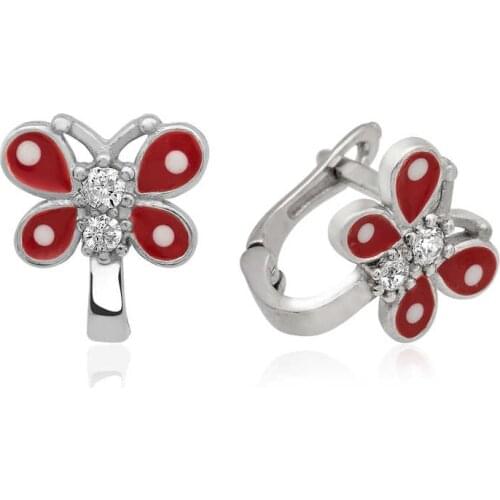 Tevuli 925 Sterling Silver Red Butterfly Child Tag