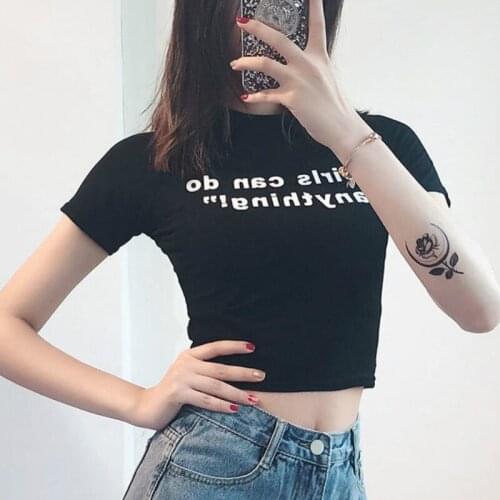 S-XL Women Short Sleeve Letters Print Slim Sexy Skinny T-Shirt Fashion Autumn New Streetwear Basic Hip Hop Top New
