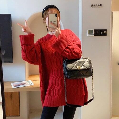 Women 2021 Autumn Winter Fashion Twist Sweater Tops Female New O-neck Loose Pullovers Ladies Thicken Warm Knitted Tops Y365