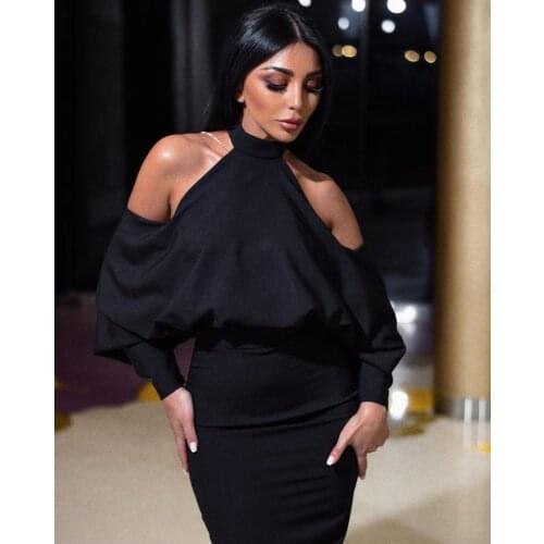 Spring Women Sexy Off Shoulder Long Sleeve Backless Beading Low High Neck White Black Bandage Dress 2021 Female Party Dress