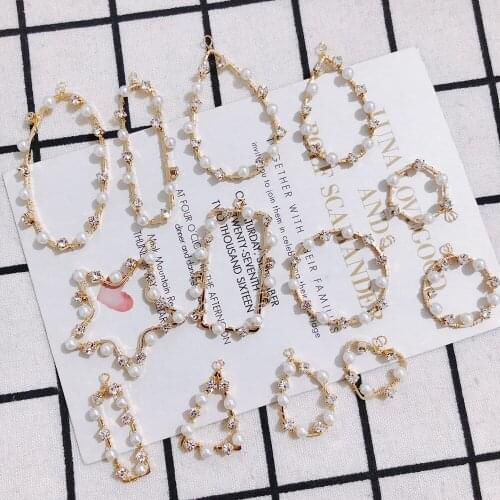 1 pieces / lot Fashion Pearl Square Love Heart Diamond Earrings Gold Earrings Accessories Other