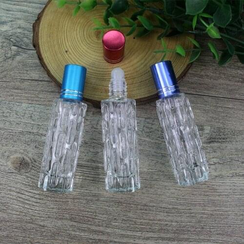 10ml empty mini glass roll on bottle for essential oils,refillable perfume containers with glass roller ball F009
