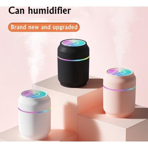 200ML Can USB Humidifier Car Air Purifier Aromatheraphy Diffuser with Colorful LED Lamp for Home Mini Ultrasonic Cool Mist Maker