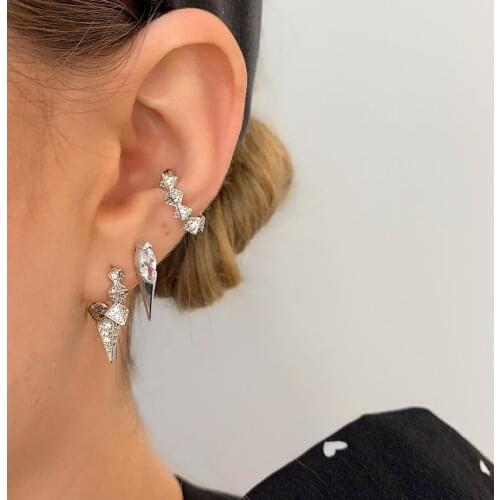 2020 new geometric fashion women jewelry 1 piece no piercing 5A cz spiked ear cuff earring