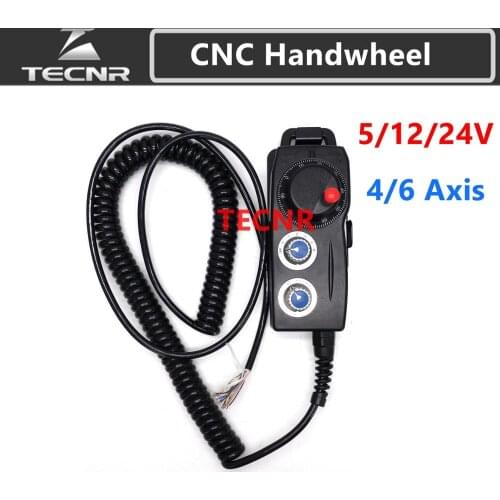 4 6 Axis MPG Universal Pendant Handwheel manual pulse generator 5V 12V 24V for cnc router machine TECNR