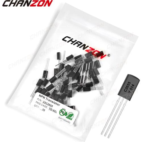 50pcs 2SC2655 TO-92 NPN Transistor Bipolar Junction BJT Triode Tube Fets TO-92L 2SC 2655 2A 50V Silicon Integrated Circuits