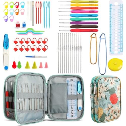 73pcs/set Premium Crochet French Hooks Set Knitting Needles Set DIY Needle Arts Craft Scissors Stitch Markers Sewing Tools