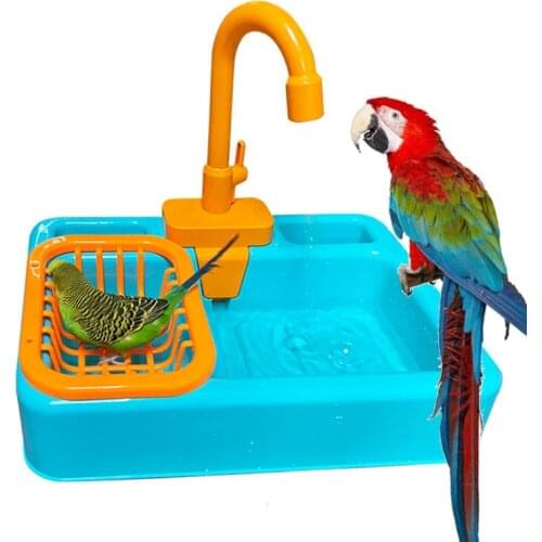 Parrot Shower Bird Bathtub Swimming Pool Parrot Bath Cage for Calopsita Parakeet Toys Cockatiel Bath Basin Faucet Parrot Corella
