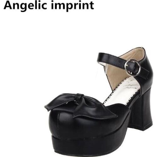 Angelic imprint Japan style woman mori girl lolita cosplay shoes lady high heels pumps women princess dress party shoes 7.5cm
