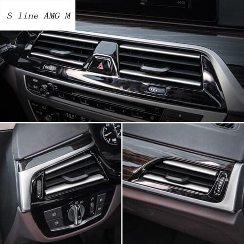Car styling front Vent Air Outlet panel Center Strip Covers Stickers Trim For BMW 5 Series G30 G38 Interior Auto Accessories