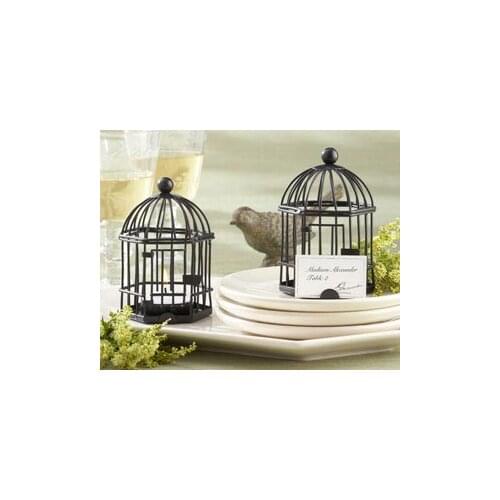 Free Shipping 10pcs/lot Wedding favor"Love Songs" Birdcage soy Tea Light/Place Card Holder