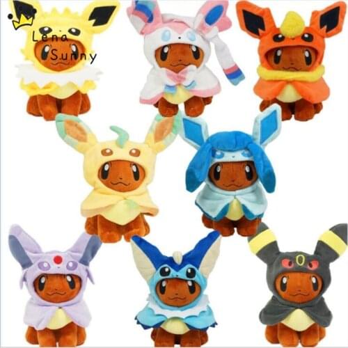 Free Shipping 8 Styles 8" Eevee Poncho Umbreon Espeon Jolteon Vaporeon Sylveon Flareon Plush Doll Stuffed Toys For Kids