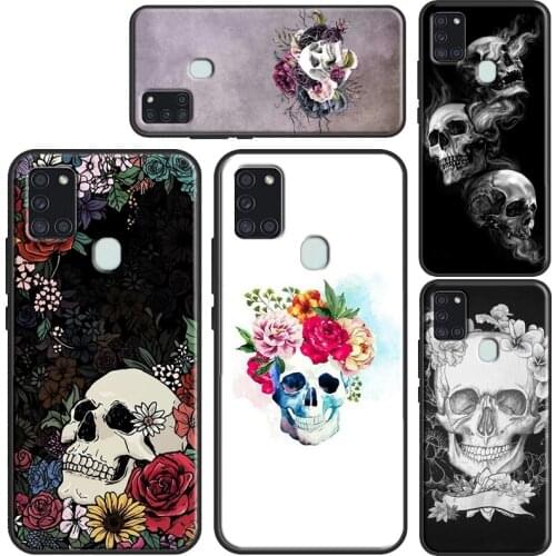Flower Skull Case For Samsung A21S A20e A11 A31 A41 A51 A71 A10 A20 A30 A40 A50 A70 A12 A32 A42 A52 A72