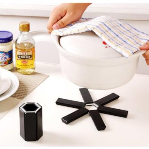 Black Foldable Non-slip Heat Resistant Pad Trivet Pan Placemat Pot Holder Mat Coaster Cushion Kitchen Accessories 2