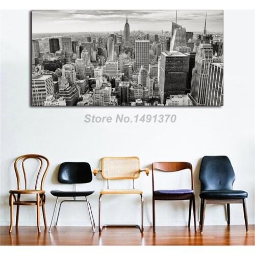 Black And White City Skyline Buildings New York City Landscape Poster Painting On Canvas Bedroom Wall Art Decoration Pictures