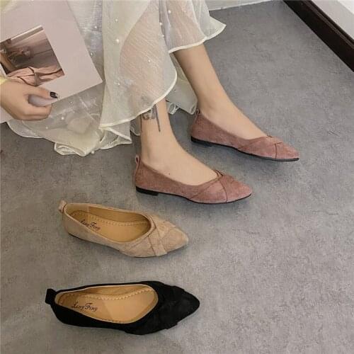 COOTELILI 2021 New Fashion Flats Women Shoes For Woman Pointed Toe Flat Heel Flats Black Pink Beige Basic Flat Shoes Size 35-39