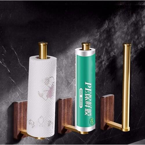 Wooden Tissue Holder Perforation-free Kitchen Wall-mounted Storage RackMultifunctional Paper Towel RackHome Decoration Ornaments