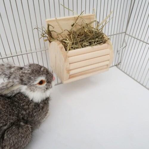 Wooden Rabbit Hay Feeder Bunny Chinchillas Feeder Hay Feeder Hay Manger Grass Dispenser for Small Animals Cage Accessories