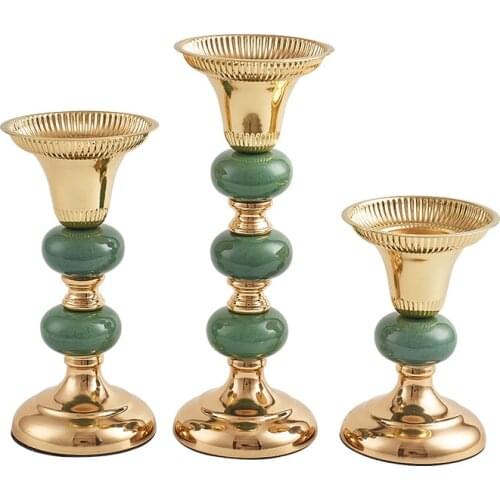 IMUWEN Candlestick Gold Plated Candle Stand Wedding Candle holders Centerpieces Home Center table Decoration