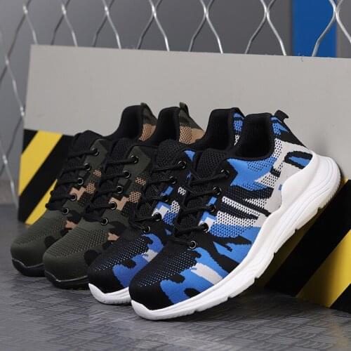 Camouflage Mesh Work Boots Safety Steel Toe Shoes Men Sneakers Ankle Boots Men Shoes Big Size Comfortable Safety Shoes Casual