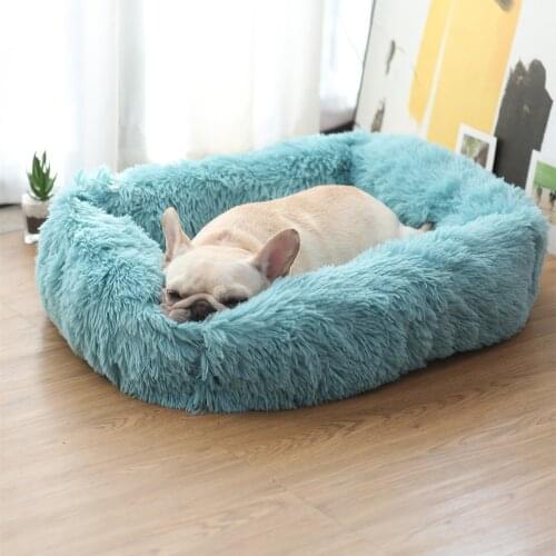 Square Dog Bed House Dog Cat Mat Winter Warm Sleeping Dogs Puppy Nest Soft Long Plush Pet Cushion Portable For Pets Cats Basket
