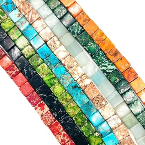 Natural Beads Emperor Hand Stone Colored Square Loose Spacer Beads for Jewelry Making DIY Bracelet Necklace Accessories 3x6mm