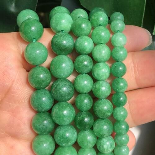 Natural Dark Green Jades Chalcedony Stone Bead Round Loose Spacer Angelite Beads for Jewelry Making Diy Bracelet Accessories