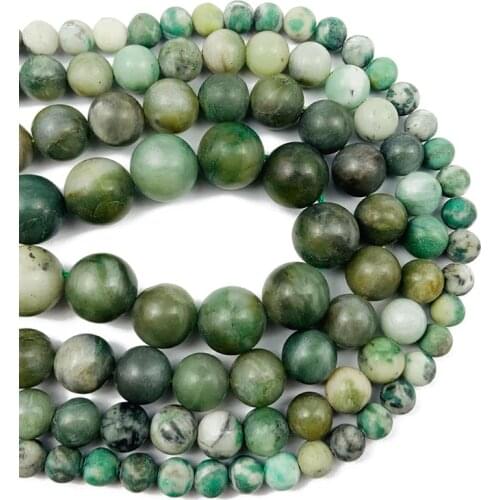 Natural Matte African Green Stone Ball Charm Round Loose Beads For Jewelry Making DIY Trendy Bracelet Necklace 6 8 10 12mm