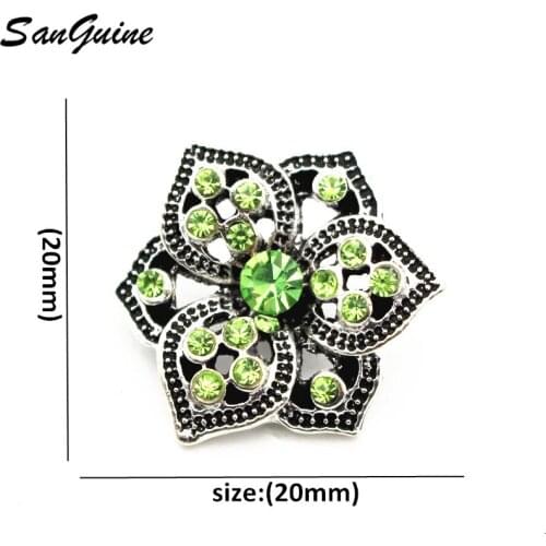 New Arrival 6pcs/lot New Arrival Flower Snap Button Jewelry Rhinestone 18mm Metal Snap Buttons Fit Snap Bracelet for Women Men