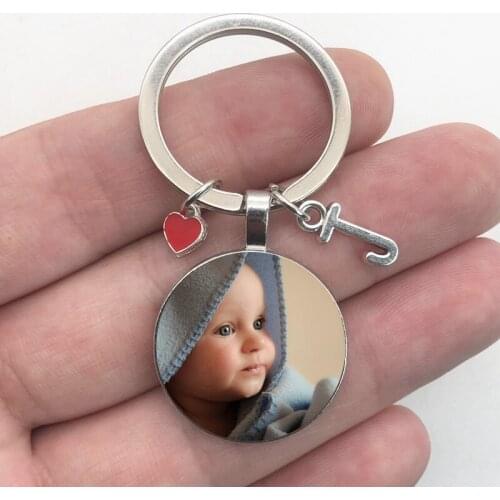 New Hot Handmade Birthday Name Keychain Photo Child Mom Dad Gift Family Photo Heart-shaped Keychain Letter Keychain