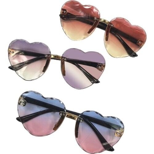 Fashion Toddler Kid Peach Heart Shape Sunglasses Summer Sweet UV Protection Frameless Vintage Sun Glass for Children Boys Girls