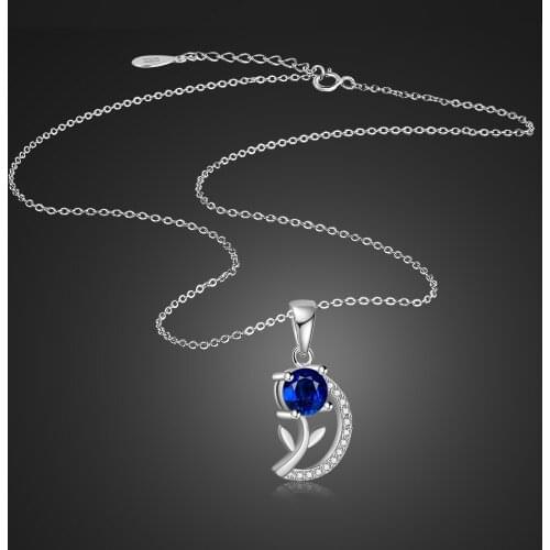 Valentines Day Birthday Present Fashion Rose Gold Moon Rose Pendant Necklace 100% 925 Sterling Silver Choker Jewelry