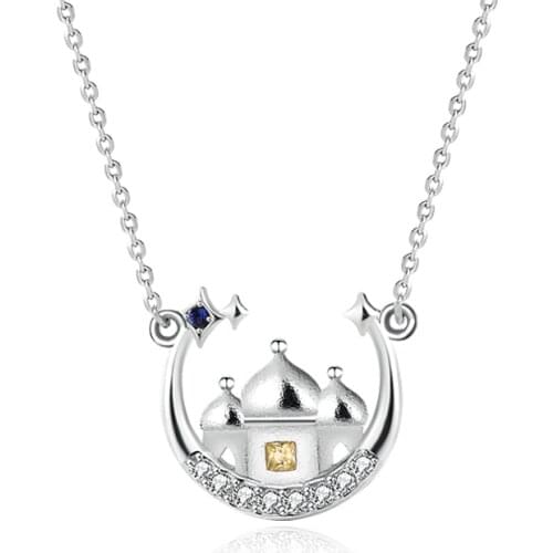 925 Sterling Silver Castle Necklace Women Fashion Design Clavicle Necklace Valentines Day