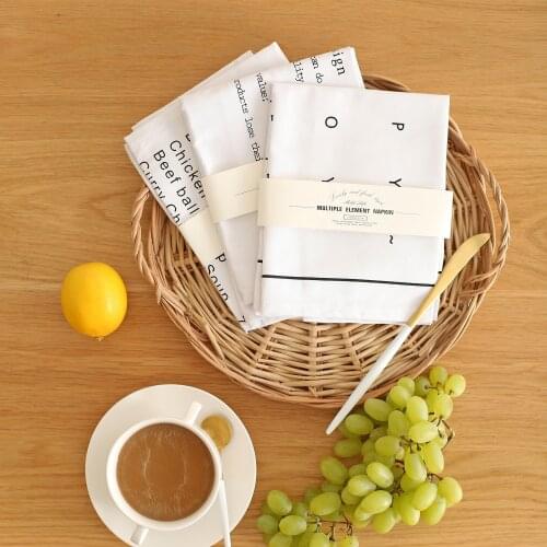 DUNXDECO Table Placemat Cotton Tea Towel Napkin Desk Accessories Food Photo Fabric Modern Nordic Letters Print Kitchen Decor