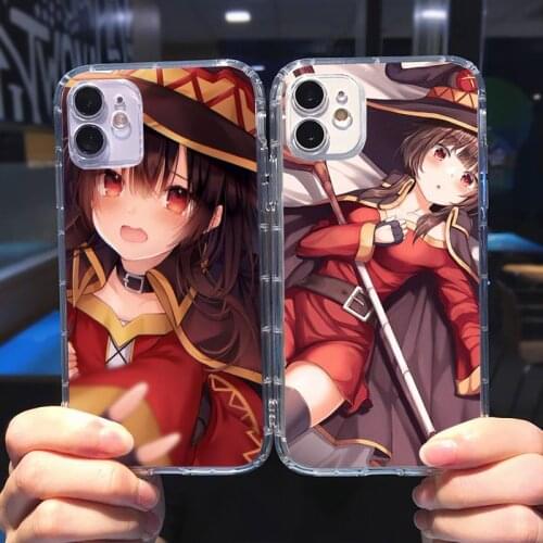 Konosuba Megumin Phone Case Transparent for iPhone 6 7 8 11 12 s mini pro X XS XR MAX Plus cover funda shell