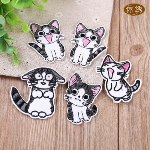 1pcs Cartoon Cat Theme Embroidered Patches Sew Applique Stickers Badge Accessories Home Decoration Clothing Handbag DIY