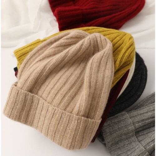 100% Natural Cashmere Hat and Cap Women Men Unisex Solid Pure Cashmere Hat Women Knitted Hat Winter Warm Men Soft Head Hat Cap