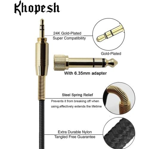 Khopesh Headphone Cords For Bluedio T2 Plus T3 Vinyl Plus V H Plus R2 Air HT UFO Model B2 Headphone Cable Replace Male To Male