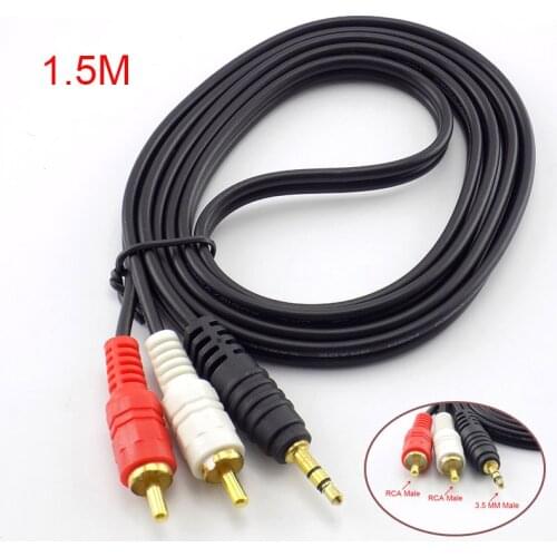3.5mm Plug Jack Connector to 2 RCA Male Music Stereo Audio Adapter Cable Audio AUX Line for Mp3 Phones TV Sound Speakers L19