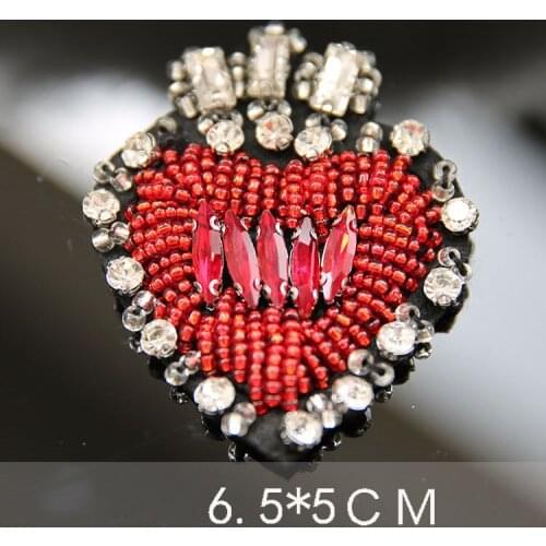 Rhinestone diamond patches heart beads appliques sequins patches sew on collar sleeve hat Sash