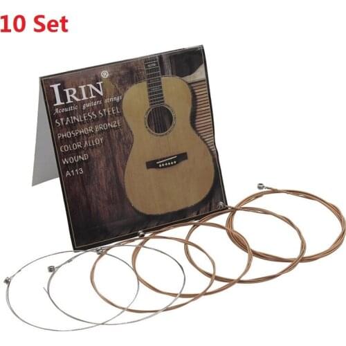 10 Set IRIN A113 Acoustic Guitar Strings Folk Guitar Stainless Steel Wire Core Copper Alloy Wound Musical Guitar Accessories