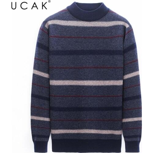 UCAK Brand WInter Warm Sweaters Men Clothing New Streetwear Pure Merino Wool Sweater Pull Homme Casual Pullover Colthes U3201